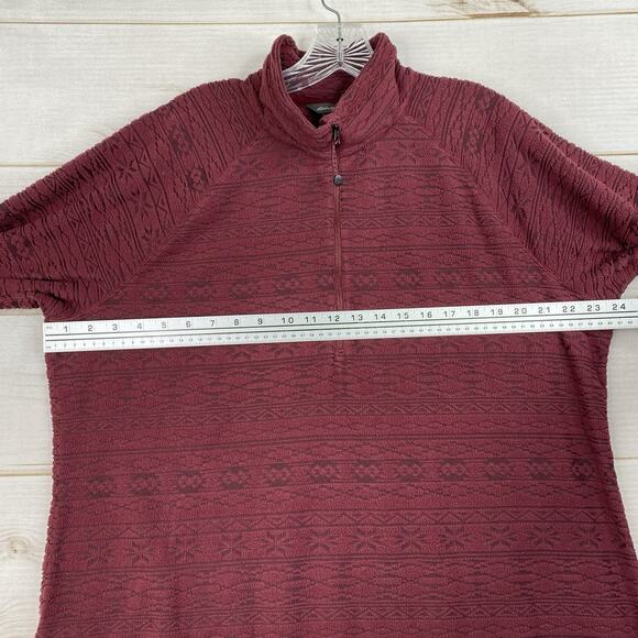 Eddie Bauer Sweater Women 2XL Red Burnout 1/4 Zip Up Fleece Mock Neck Classic - Picture 4 of 10